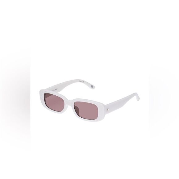 AIRE NWT Ceres V2 Rectangular Slim Sunglasses in Ivory White & Hazel Pink Tint - Picture 2 of 9